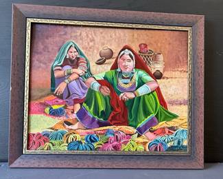 Rajasthani Women with Yarn Painting Style