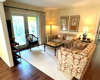 Sitting Room furniture, lamps, artwork & rug - All available for sale.