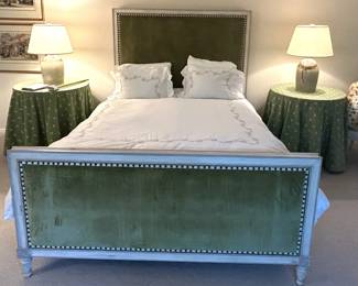 Wiseman  Gale  Queen Custom Solid Wood  Green Chenille $600 