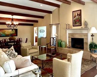 Living Room furniture, lamps, artwork & rug - All available for sale.