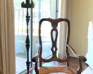 Floor Lamp and Handwoven Armchairs with Rush Seats