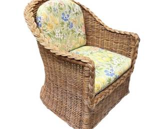 Vintage wicker barrel back chair