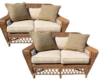 Smithsonian Collection by Henry Link pair of natural wicker loveseats; sold 2x the money