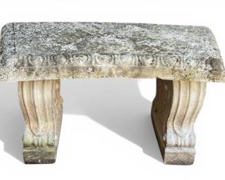 Cast concrete three piece garden bench