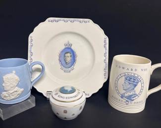 Edward VIII coronation plate, tankard, mug, box