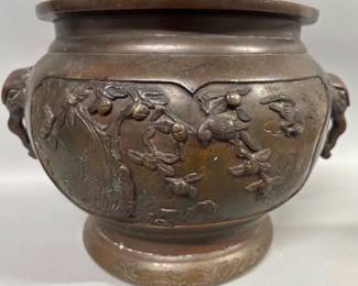 Large antique Japanese bronze hibachi