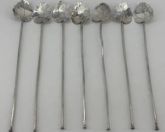 Seven Mexican sterling silver ice tea sippers