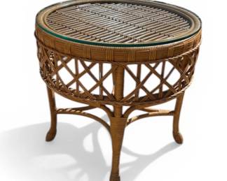 Smithsonian Collection by Henry Link natural wicker round side table