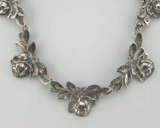 Vintage sterling rose necklace