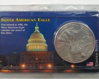 2000 Uncirculated silver American eagle coin; 99% silver