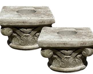 Pair of cast concrete Acanthus pediment