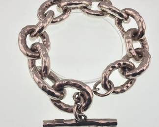 ppolita sterling with gold accent hand hammered oval link bracelet