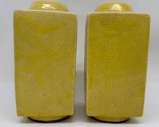 Crackle glaze yellow canister vases
