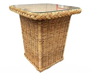 Natural wicker side table