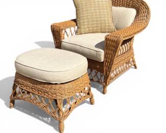 Smithsonian Collection by Henry Link natural wicker chair and ottoman