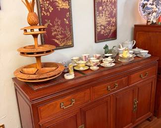 All dinning room furniture is matching cherry wood 