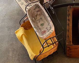 Longeberger bakers rack and baskets