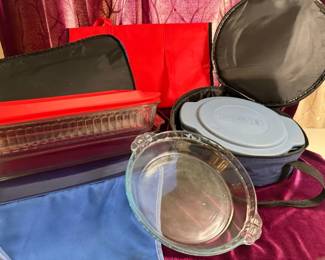 Pyrex And Anchor Hocking Baking Dishes And Transfer Carriers