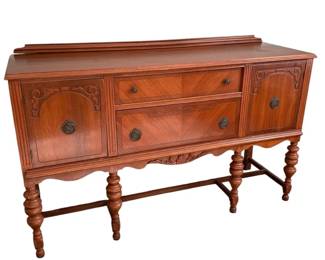 004 Vintage Sideboard With Ornate Carving