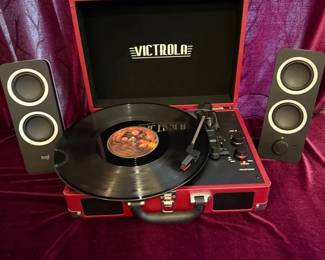 Victrola Record Player And Speakers