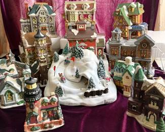14 Piece Christmas Village Mystery Lot