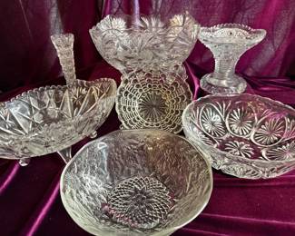 Vintage Cut And Pressed Glass Pieces Mystery Lot