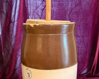 Vintage Stoneware Pottery Butter Churn 3 Gallon