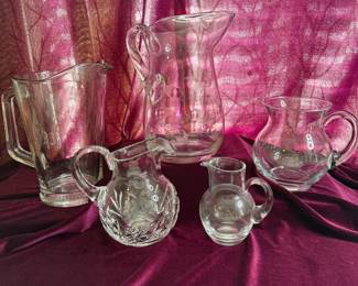 Five Distinct Glass Pitchers