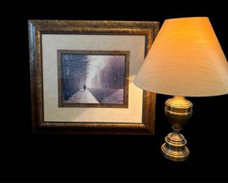 Antique Brass Lamp  Framed Jardin de Versailles Photo