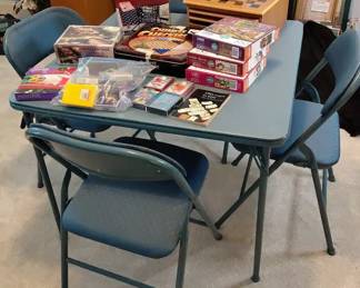 Game Night Table Chairs Set With Games Bundle