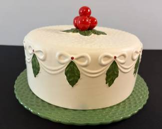 Vtg. Martam Safaril Christmas Cake Plate  Cover