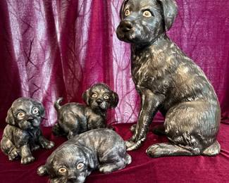 Set Of Black Labrador Dog Sculptures