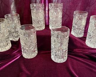Set Of 8 Vintage Lead Crystal High Ball Glasses