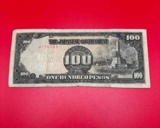 ERROR NOTE Japanese Government WWII Era 100 Pesos Banknote
