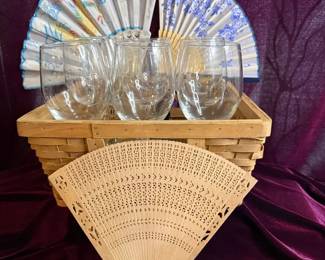 Wine Glasses Dressed Up W Beautiful Asian Fans Mystery Lot