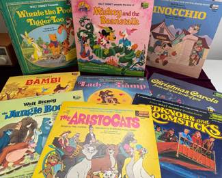 Nine Vintage Disney Story Book LPs Mystery Lot