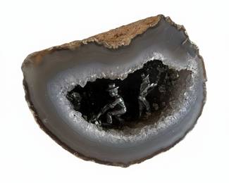 Agate Geode with Pewter Miner Figurines