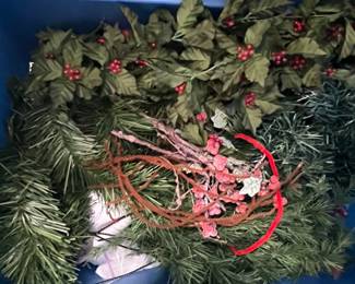 Artificial Christmas Garland with Holly and Berries