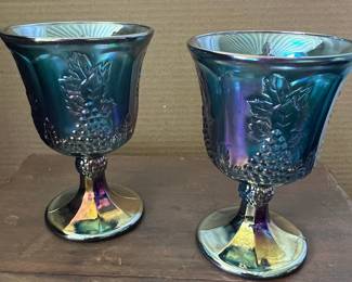 Indiana Glass Harvest Grape Carnival Glass Goblets