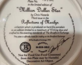 Bradford Exchange Marilyn Monroe "Million Dollar Star" Collector Plate by Chris Notarile