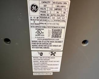 GE APEL50LZQ1 Dehumidifier