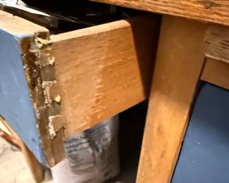 Vintage Oak and Blue Painted Desk