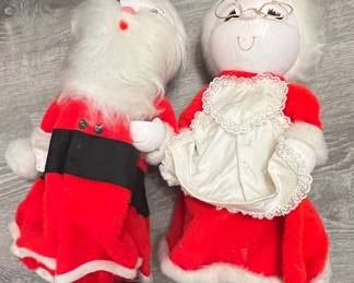 Vintage Santa and Mrs. Claus Plush Dolls