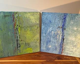 Abstract Expressionist Diptych Style by R. Green