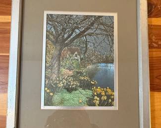 Vintage Foil Print Cottage Scene