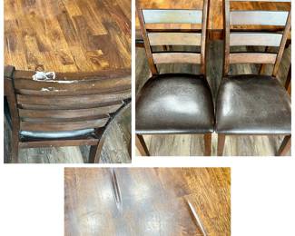 Paint on one chair, table top has 2 dents