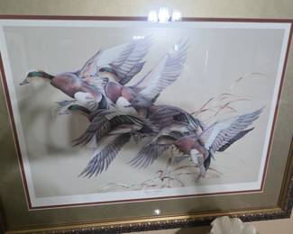 Framed flying duck print