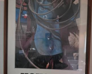 Vintage western Texas theme Houston framed print