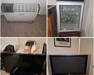 Heater, game room fridge, working TVs