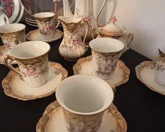 Porcelain Coffee or Tea Set with Floral Motif and Gilt Trim Bavaria second image